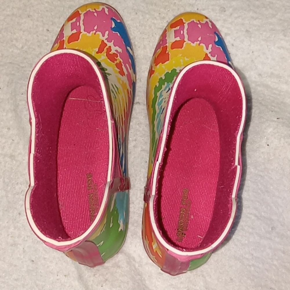 London Fog ladies women's size 8 rain boots pink orange yellow green blue - Picture 2 of 8